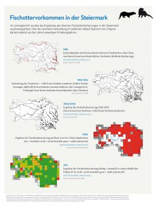 Fischotter-Verbreitung im zeitlichen Ablauf illustriert mit Originalkartenmaterial aus den Jahren jeweiligen Erhebungsjahren.