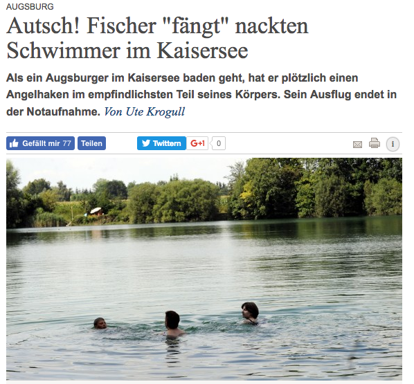 Fischer fängt Nacktschwimmer